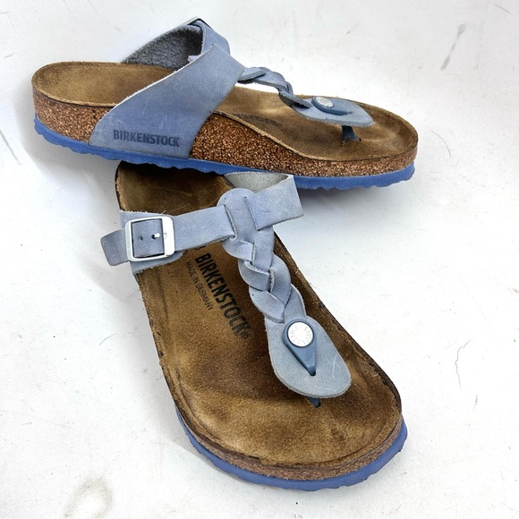 Birkenstock Gizeh Braided Thong Sandal Size 37 US 6-6.5 Regular Slide Dusty Blue - Picture 4 of 10